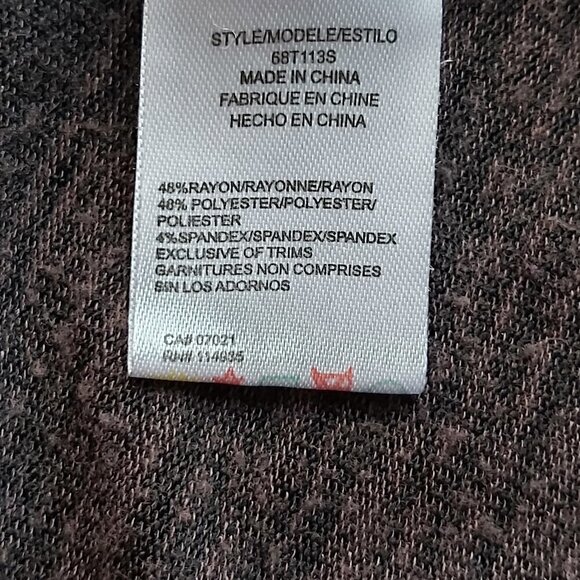 RD Style Charcoal Gray Cold Shoulder Tunic-Long Sleeved, Rayon/Polyester Blend - Picture 6 of 7